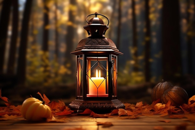 Pilgrim's lantern or candle watercolor background