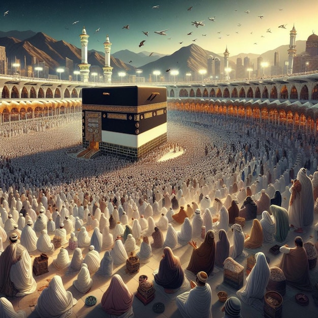 Foto pellegrinaggio alla kaaba catturando l'esperienza spirituale dell'hajj e dell'umrah 1