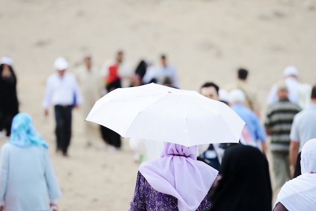 Pilgrims at jabal Arafat walking