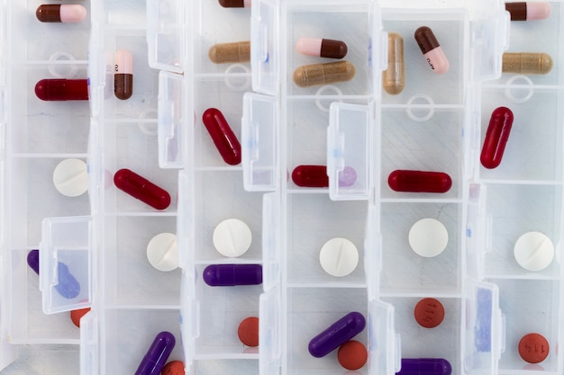 Pill box arrangement still life