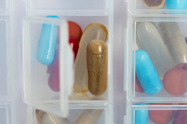 Pill box arrangement still life