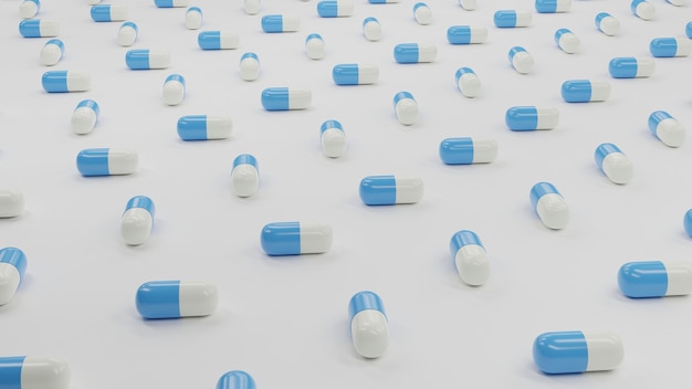 Pill capsules on white background