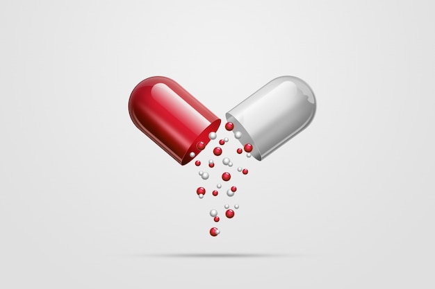 a pill in the form of capsules of red color,