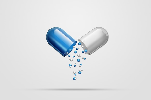 a pill in the form ofcapsule of blue color,a  