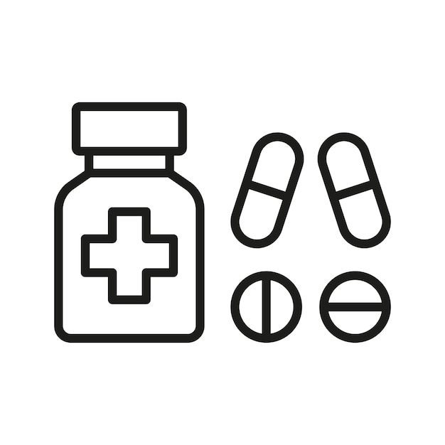 pill medical icon is a simple vector illustration of a capsule and tablet perfect for representing medication