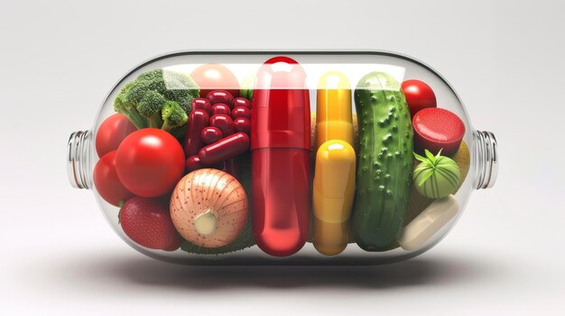 Photo a pill with nutrition