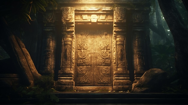 Pillar and door in the darkgenerative ai