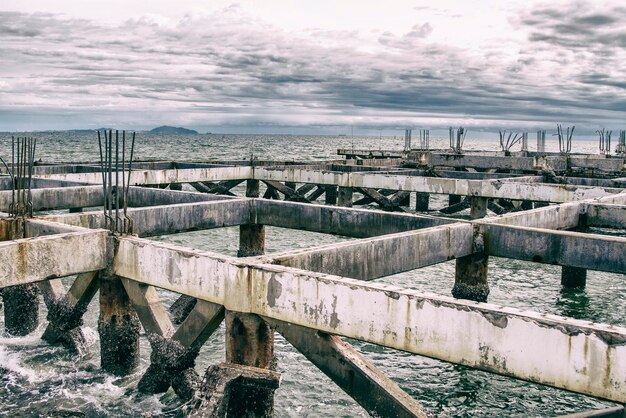 Pillars of cement in the sea