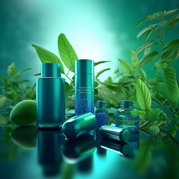 Photo pillars green background capsules