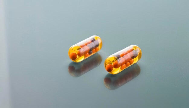Pillen Tabletten Capsule of medicijn vrij op een glazen achtergrond gelegd