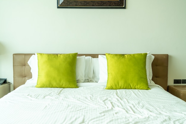 pillow on bed decoration in bedroom interior