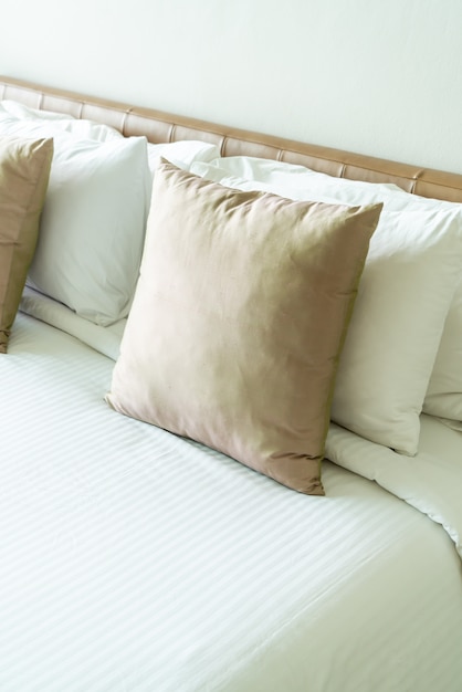 pillow on bed decoration in bedroom interior