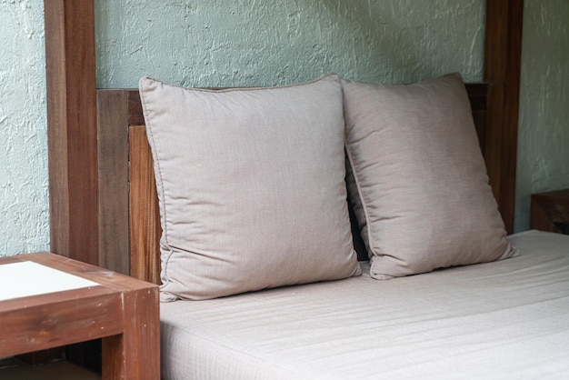 pillow decoration on outdoor patio bed at balcony