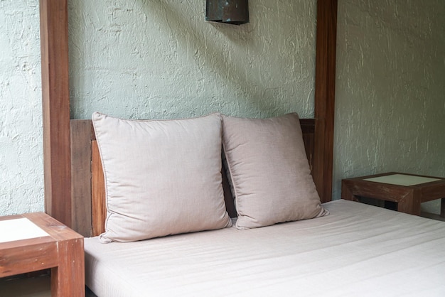 pillow decoration on outdoor patio bed at balcony