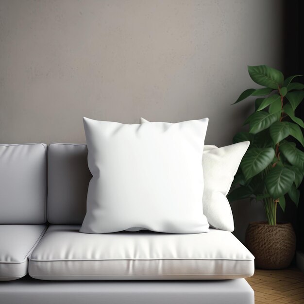 Photo pillow on the sofa by ai generative