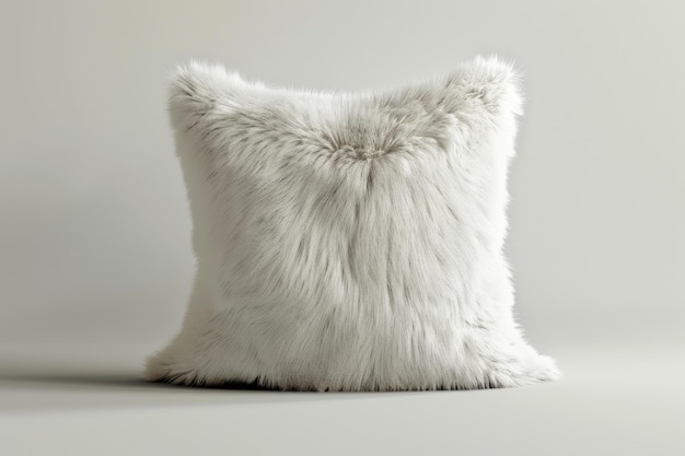 pillow with white fur cover