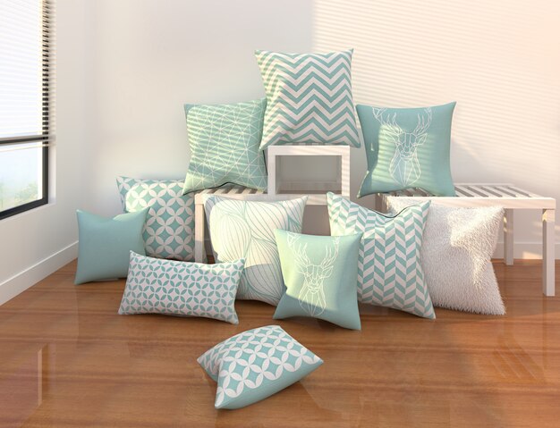 Photo pillows in living room