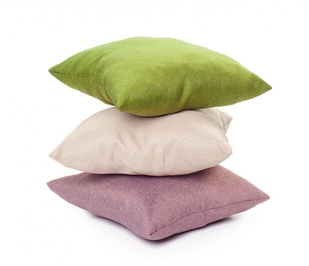 Photo pillows on white background