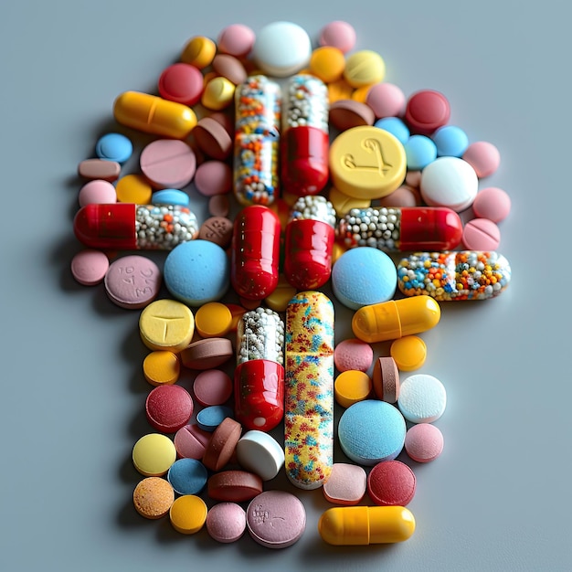 Pills arranged in the shape of a cross religious symbolism