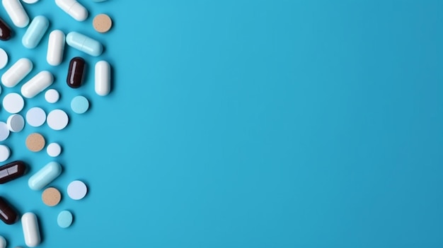 Pills on a blue background