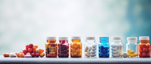 Pills and Bottles in a Healthcare Medication and Drug Research Setting