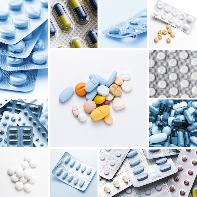 pills capsule pharmazie drugs set collage