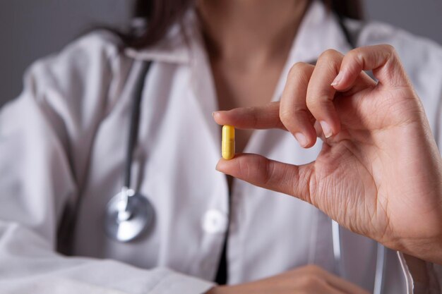 pills in doctor hand close up