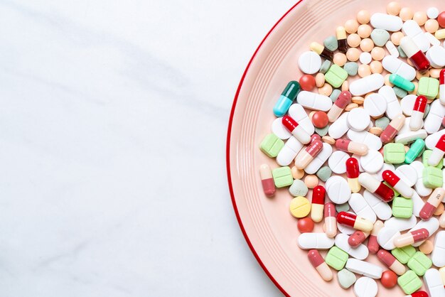 pills ,drugs ,pharmacy ,medicine or medical on plate