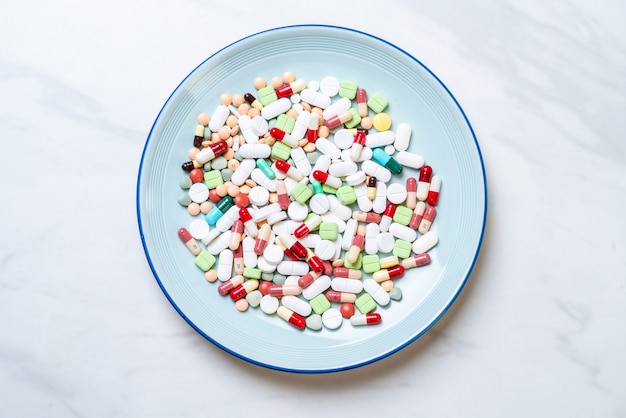 pills ,drugs ,pharmacy ,medicine or medical on plate