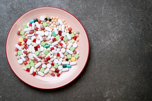 pills ,drugs ,pharmacy ,medicine or medical on plate