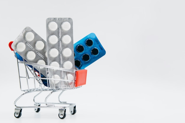 Pills inside shopping cart