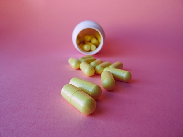 Pills on pink