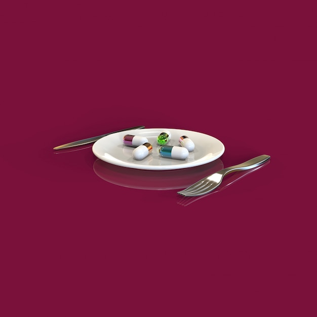 Pills on plate animation