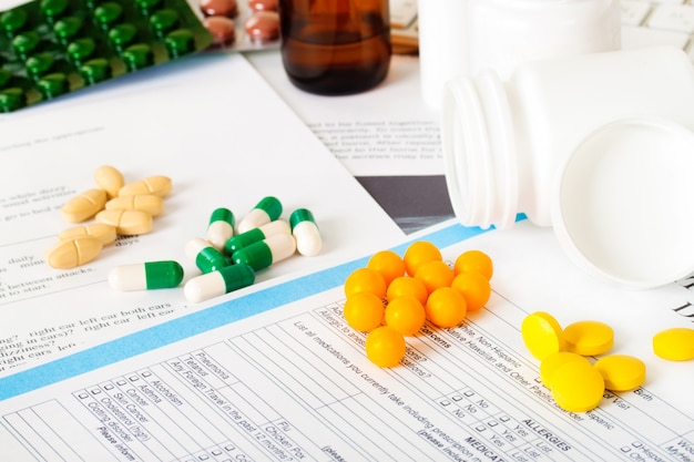 Pills, tablets, on patient history database