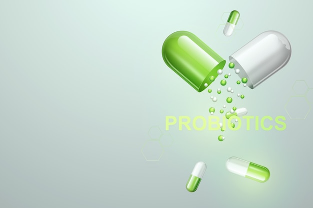 Pills and tablets with inscription of probiotics