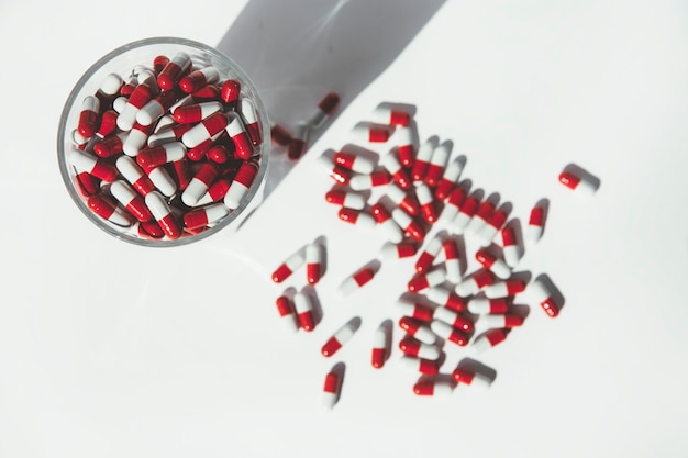 pills on a white background