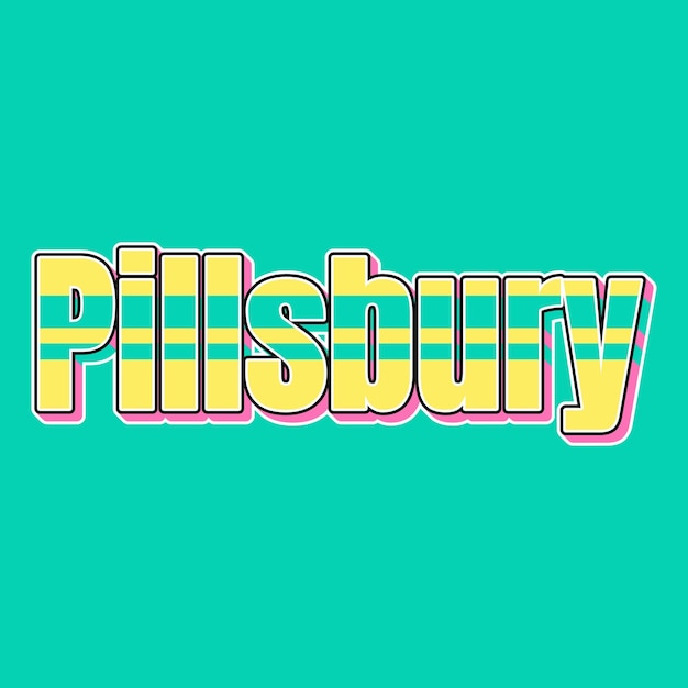 필즈베리 타이포그래피 (Pillsbury Typography) - 90년대 3D 디자인, 노란색, 분홍색, 텍스트, 배경 사진