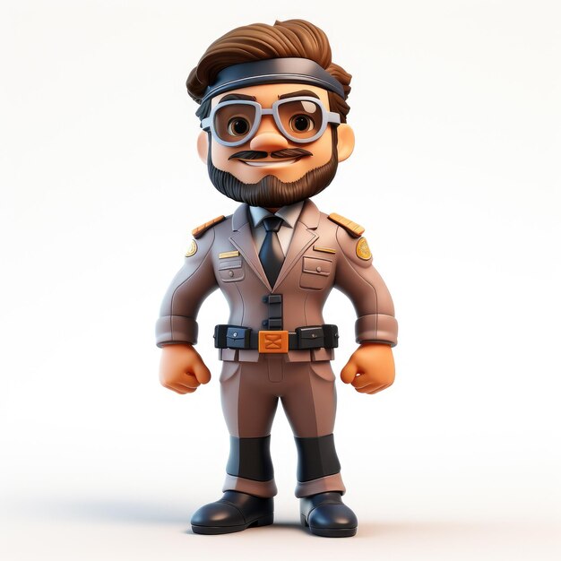 Photo pilot in 3d cartoon form against white background