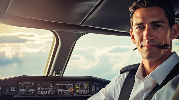 a pilot in a cockpit with the words " pilot " on the side.