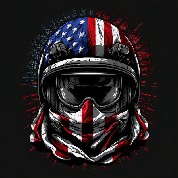 pilot helmet design with american flag