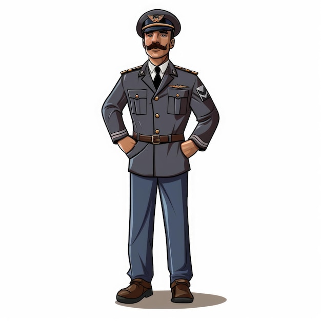 Pilot isolated cartoon character