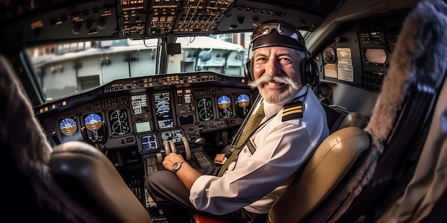 A pilot sits in the cockpit of a plane with the number 2 on the screen.