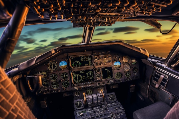 Pilot travel airplane flight plane cockpit aircraft transportation aviation captain Generative AI