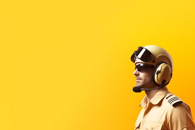 pilot with copy space on yellow background