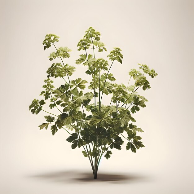 Foto pimpinella pruatjan pianta isolata sullo sfondo bianco