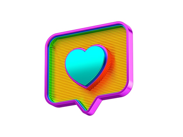 Pin like with heart icon Concept of modern icons 3d render