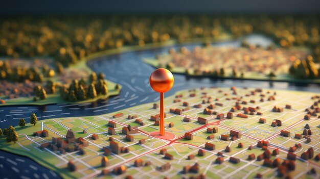 Pin-locatie van de kaart 3d illustratie