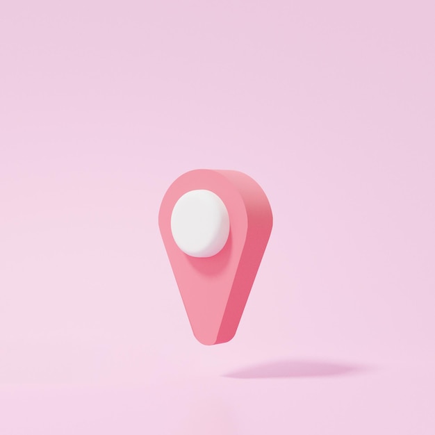 Photo pin pointer icon map location gps travel navigation concept website minimal cartoon style on pink background 3d render illustration