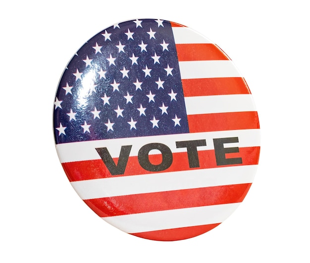 Photo pin with usa flag usa campaign votes isolated on blank background