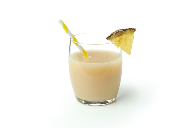 Pina colada cocktail isolated on white background.